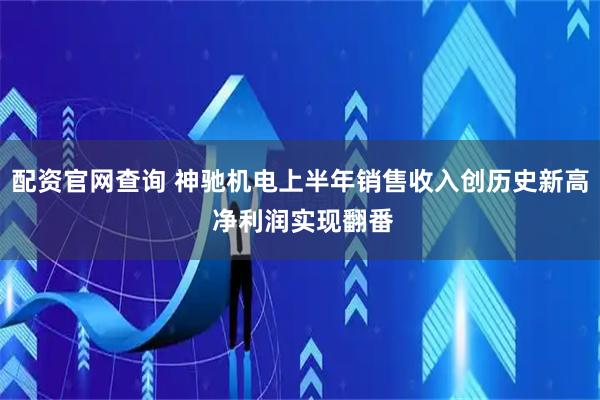 配资官网查询 神驰机电上半年销售收入创历史新高 净利润实现翻番