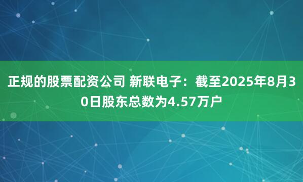 正规的股票配资公司 新联电子：截至2025年8月30日股东总数为4.57万户