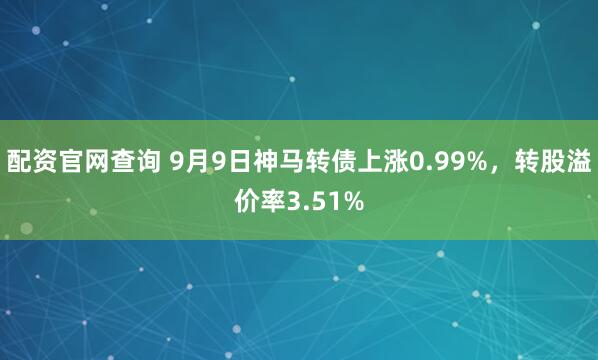 配资官网查询 9月9日神马转债上涨0.99%，转股溢价率3.51%
